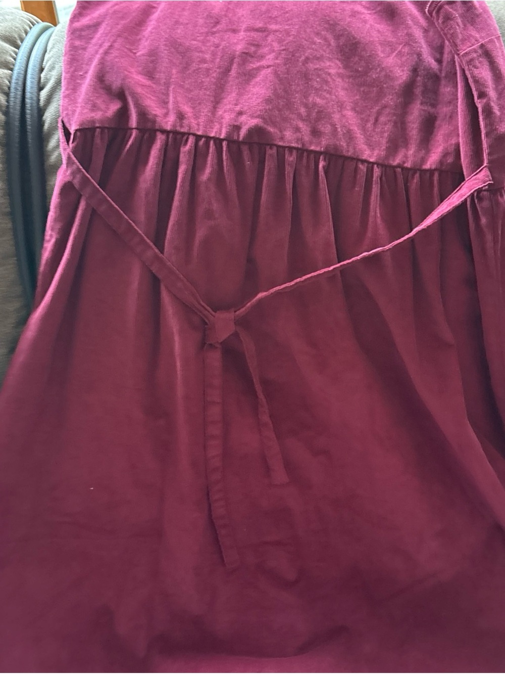 The Vermont Country Store Button Front Corduroy Jumper Overall Dress Large Wine - Picture 7 of 7